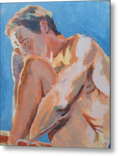 Male Nude Metal Print featuring the painting Male Nude Painting by Mike Jory