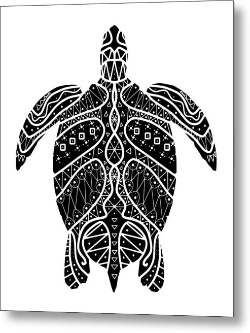 Maori Metal Print featuring the digital art Maori Turtle by Piotr Dulski
