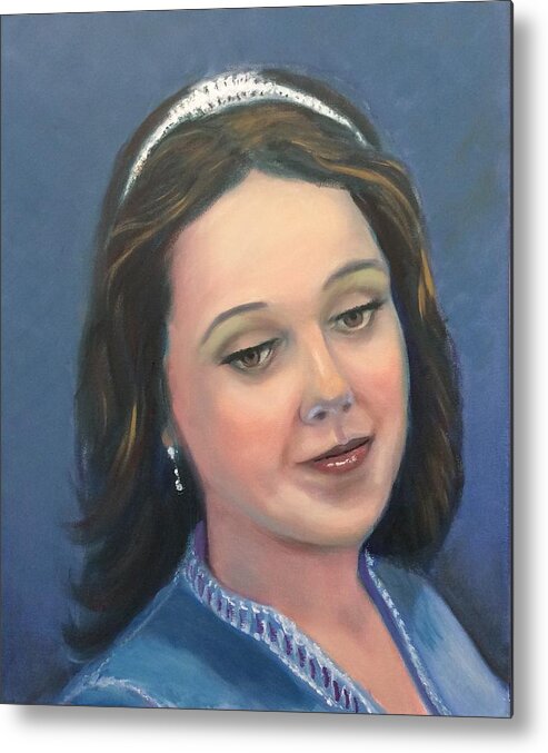 Portrait Metal Print featuring the painting Young lady by Laila Awad Jamaleldin