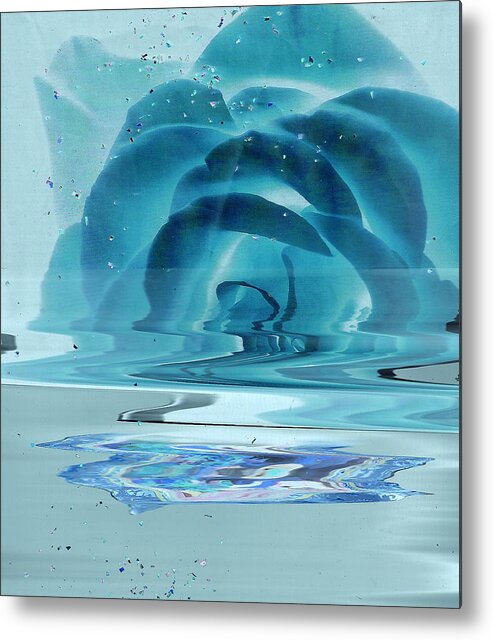 Blue Metal Print featuring the painting Melting Blue Rose by Anne-Elizabeth Whiteway