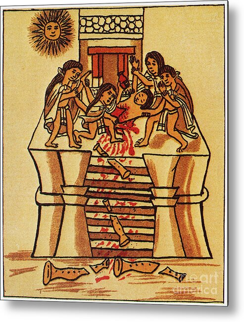 16th Century Metal Print featuring the photograph Mexico: Aztec Sacrifice by Granger