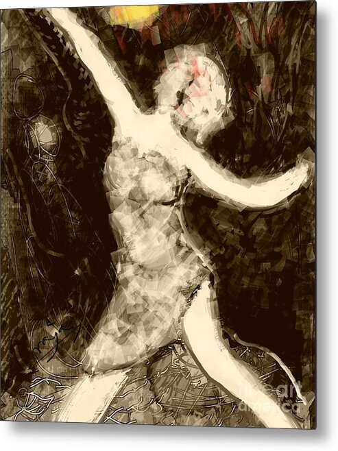 Smartphone Drawing Metal Print featuring the digital art Moonlit dancer by Subrata Bose