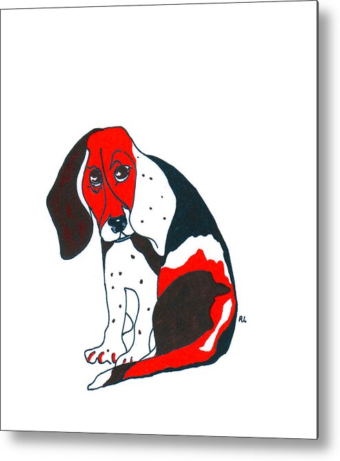 Beagle Metal Print featuring the drawing My Friend Bill by Rachel Lowry
