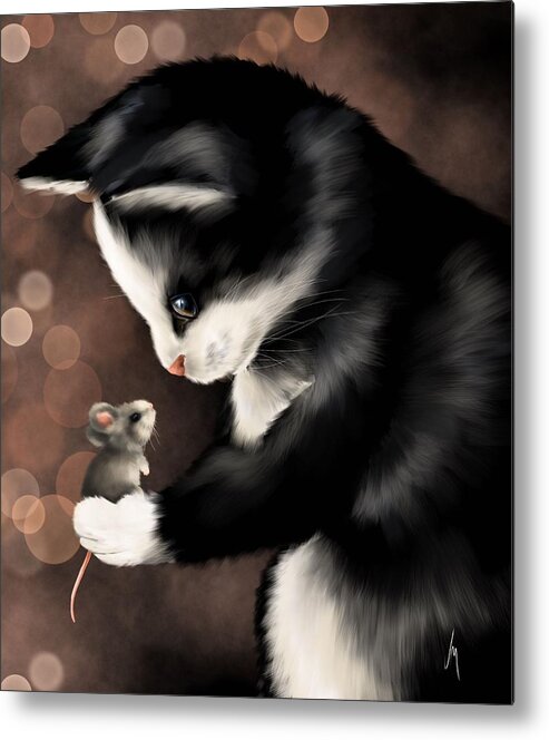 Friend Metal Print featuring the painting My little friend by Veronica Minozzi