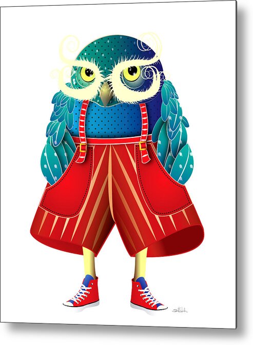 Owl Metal Print featuring the digital art My Owl Red Pants by Isabel Salvador