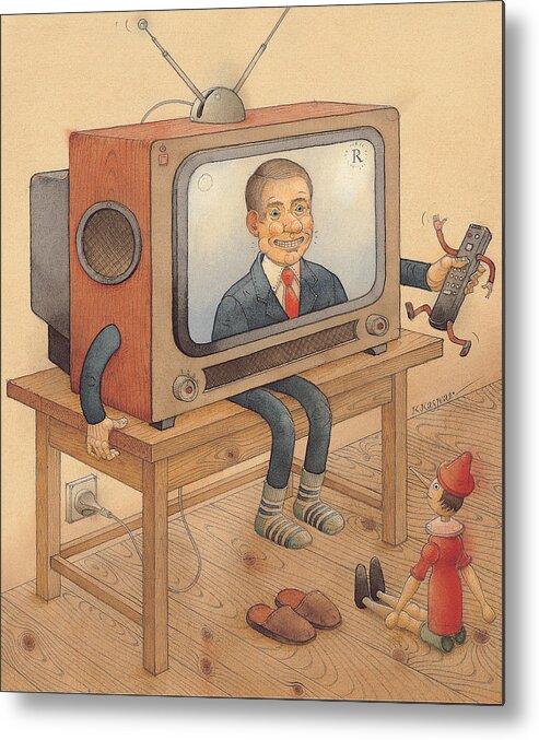 Tv Television Telly Toys Metal Print featuring the painting My Telly by Kestutis Kasparavicius