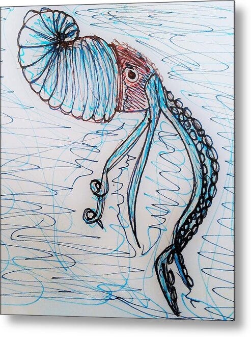 Paper Metal Print featuring the drawing Paper Nautilus by Andrew Blitman