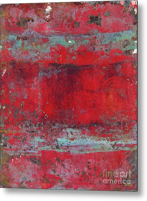 Abstract Metal Print featuring the painting Peeling Wall by Laurel Englehardt