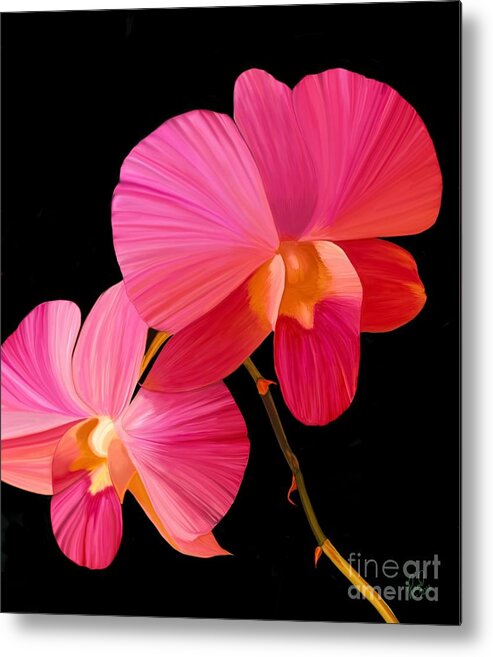 Pink Flower Metal Print featuring the painting Pink Lux by Rand Herron
