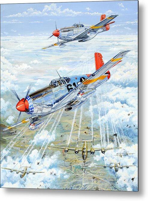 P-51 Metal Print featuring the painting Red Tail 61 by Charles Taylor