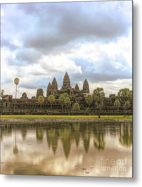Angkor Wat Metal Print featuring the photograph Reflections Angkor Wat Panorama by Chuck Kuhn