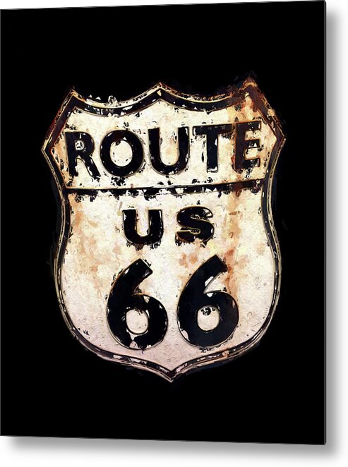 Portrait Metal Print featuring the photograph Route 66 Sign by Morgan Carter