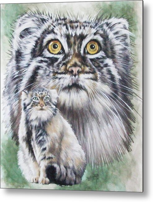 Pallas' Cat Metal Print featuring the mixed media Rowdy by Barbara Keith