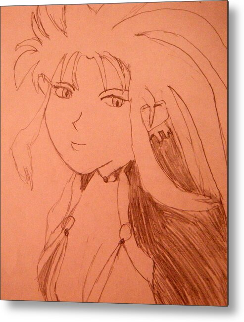 Portraits Metal Print featuring the drawing Ryoko by Mira Patterson