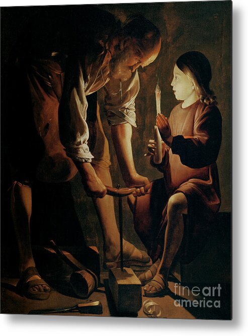 Georges De La Tour Metal Print featuring the painting Saint Joseph the Carpenter by Georges de la Tour