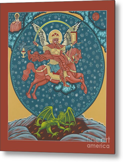 San Miguel De Socorro Metal Print featuring the painting St. Michael of the Apocalypse 222 by William Hart McNichols