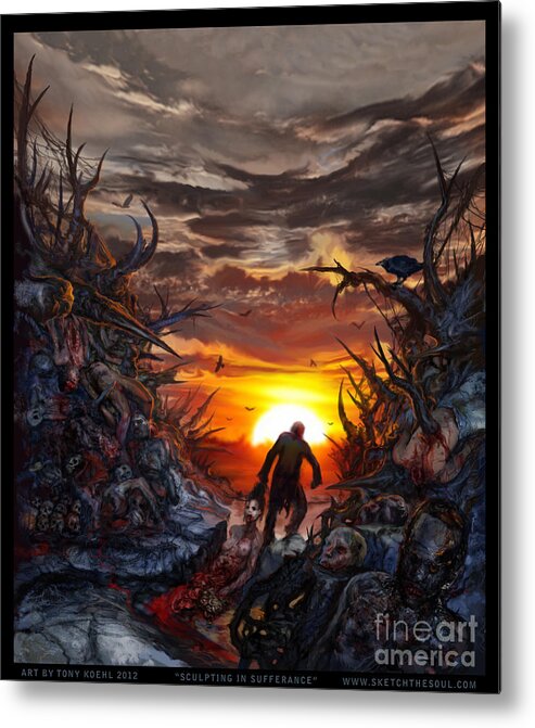 Tony Koehl: Death Metal: Sketch The Soul Metal Print featuring the mixed media Sculpted In Sufferance by Tony Koehl