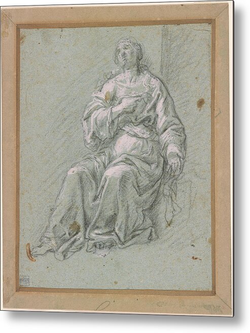 Sebastiano Conca 1680-1764 Seated Woman Metal Print featuring the painting Seated Woman by MotionAge Designs