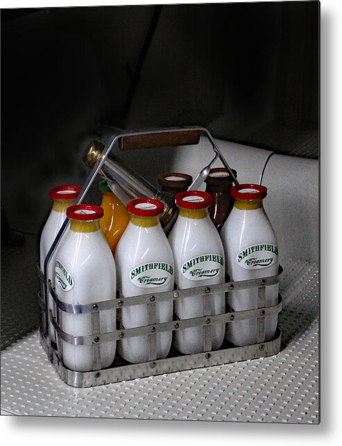 Milk Metal Print featuring the photograph Smithfield Milk Bottles by DB Hayes