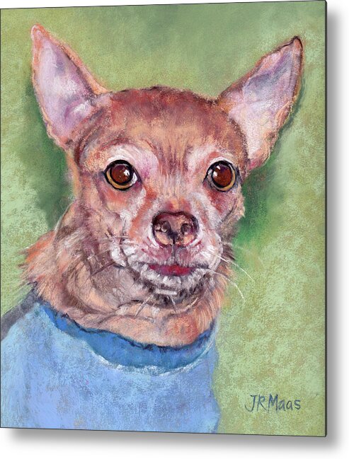 Dog Portrait Metal Print featuring the pastel Spike by Julie Maas