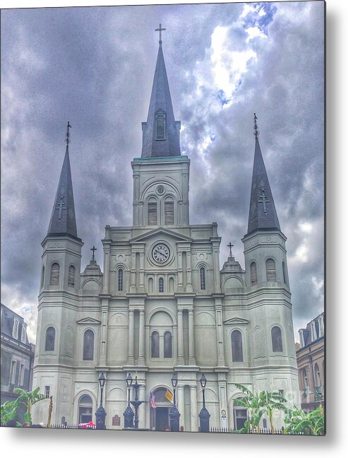 Jackson Square Metal Print featuring the photograph St Louis Cathedral by Barry Bohn