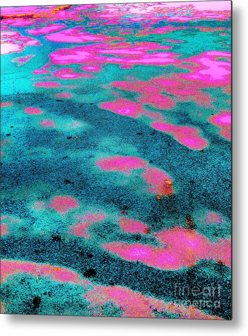  Pavement Color Extracted And Pushed And ...pushed Until I Got My Desired Result.abstracted Image Pink And Turquoise Dominate Metal Print featuring the photograph Street Art by Priscilla Batzell Expressionist Art Studio Gallery