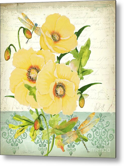 Washy Watercolor Metal Print featuring the painting Summertime Botanicals-JP3812 by Jean Plout