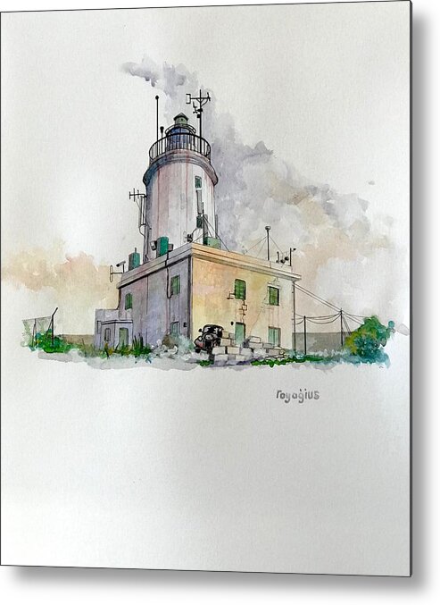 Lighthouse Metal Print featuring the painting Ta' Giordan Lighthouse by Ray Agius