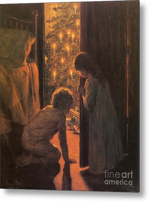 The Christmas Tree Metal Print featuring the painting The Christmas Tree by Henry Mosler