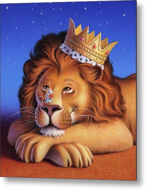 Lion Metal Print featuring the painting The Lion King by Jerry LoFaro