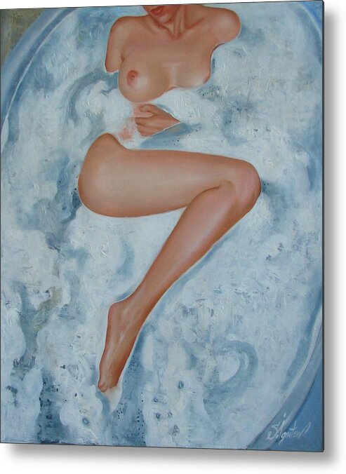 Art Metal Print featuring the painting The milk bath by Sergey Ignatenko