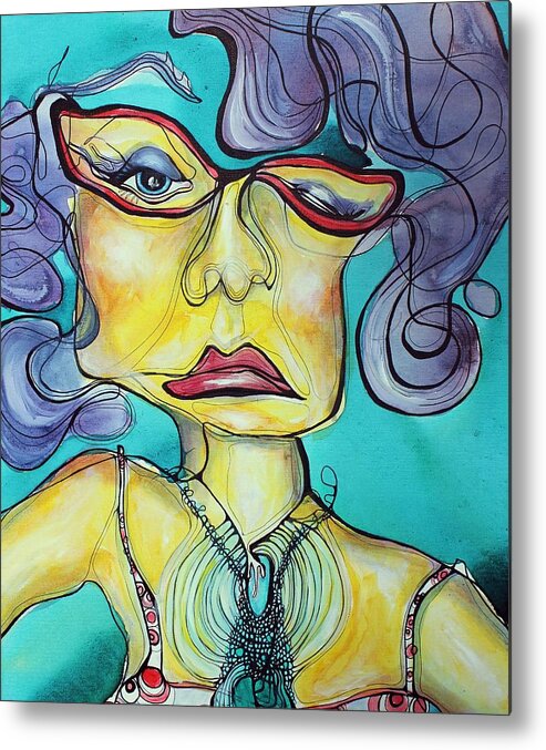 Contour Line Metal Print featuring the painting Surging by Darcy Lee Saxton