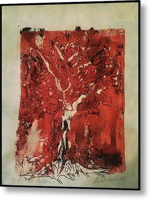 Tree Metal Print featuring the mixed media The Red Tree by Angela Weddle