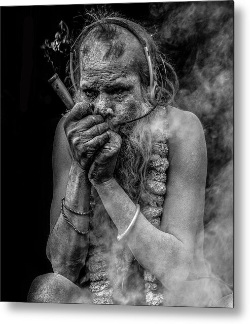 Smoke Metal Print featuring the photograph The Smoker by Subhrajit Paul
