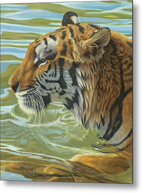 Framed Print Animal Big Cat Picture Poster Artwork Siberian Tiger Swimming 
