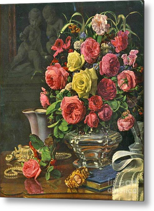 Vintage Roses 1840 Metal Print featuring the photograph Vintage Roses 1840 by Padre Art