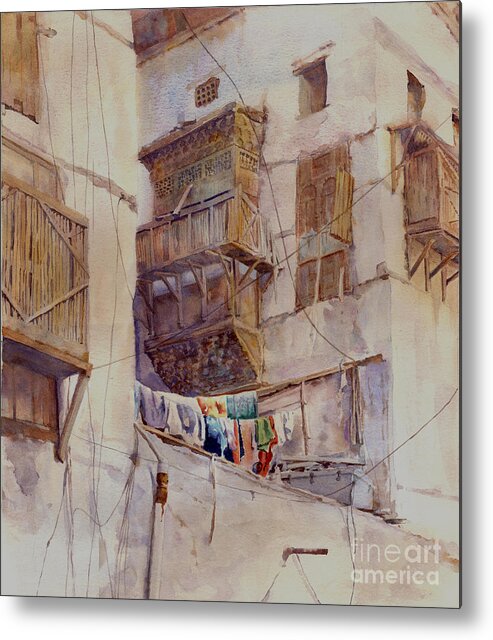 Washday Metal Print featuring the painting Washday Jeddah by Dorothy Boyer