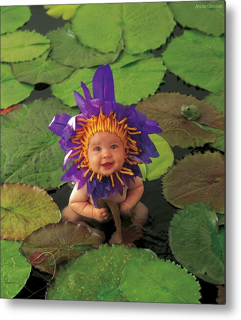 Flower Metal Print featuring the photograph Tayla as a Waterlily by Anne Geddes