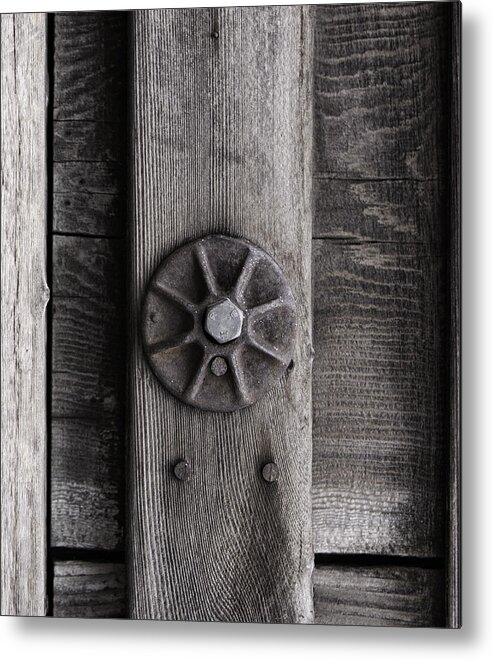 Macro Metal Print featuring the photograph Weathered Wood and Metal Three by Kandy Hurley