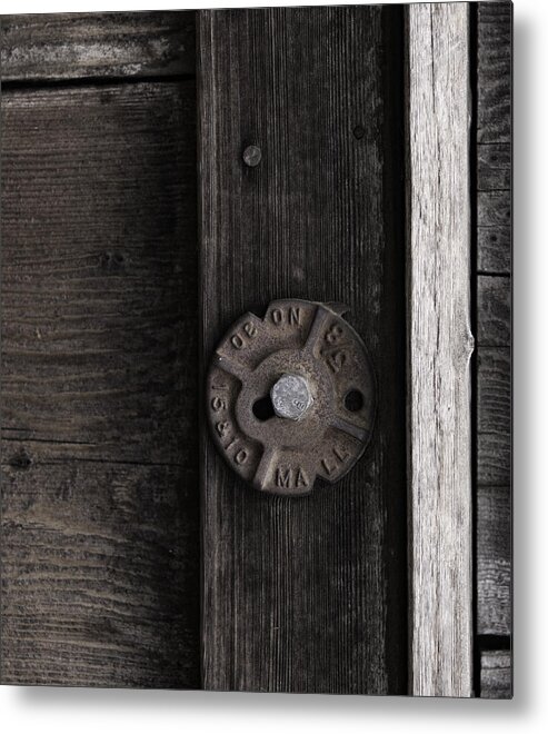 Macro Metal Print featuring the photograph Weathered Wood and Metal Two by Kandy Hurley