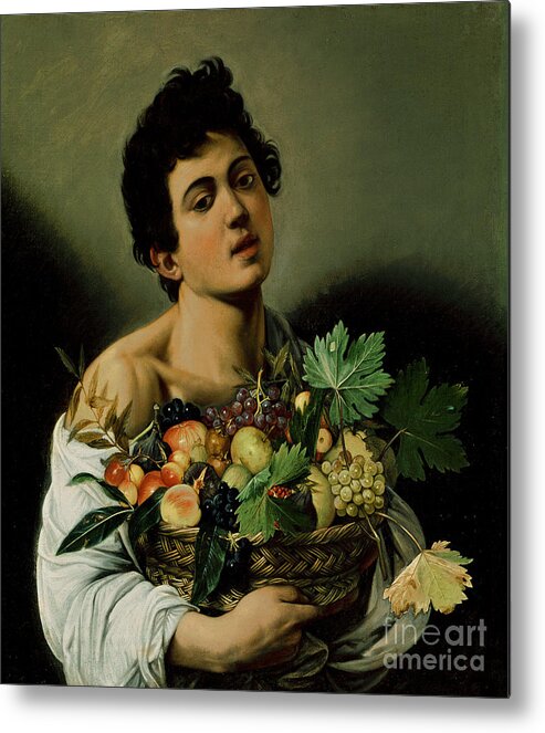 Aravaggio Metal Print featuring the painting Youth with a Basket of Fruit by Michelangelo Merisi da Caravaggio