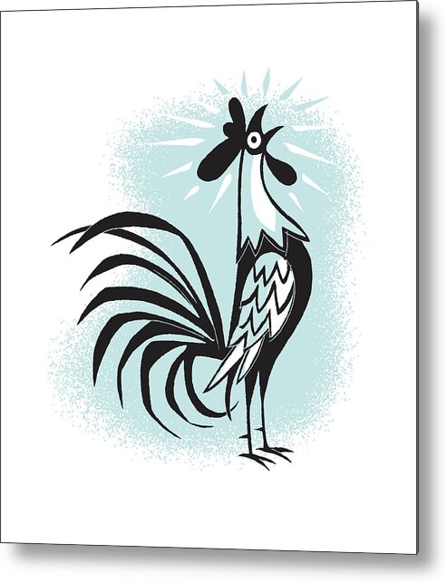 Agriculture Metal Print featuring the drawing Crowing Rooster #1 by CSA Images