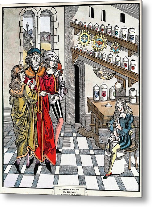 Pharmacy Metal Print featuring the photograph 15th Century Pharmacy by Wellcome Images/science Photo Library