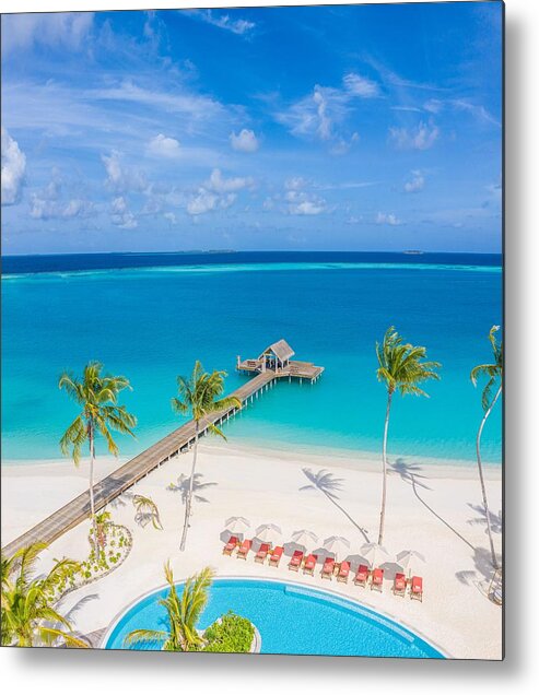 Landscape Metal Print featuring the photograph Luxury Bay And Beach From Aerial Top #2 by Levente Bodo