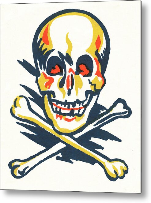 Afraid Metal Poster featuring the drawing Skull and crossbones #27 by CSA Images