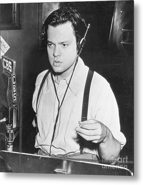 Young Men Metal Print featuring the photograph Actor Orson Welles Broadcasting On Cbs by Bettmann