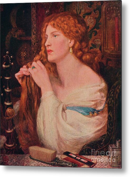 Pre-raphaelite Metal Print featuring the drawing Aurelia by Print Collector