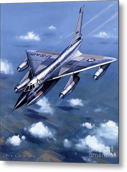 Military Aircraft Metal Print featuring the painting Convair B-58 Hustler by Jack Fellows