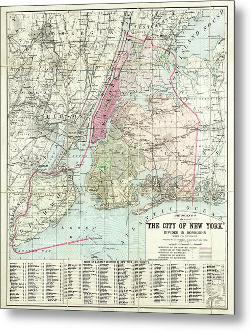 Lifestyles Metal Print featuring the photograph Bridgmans New Map Of The City Of New by The New York Historical Society