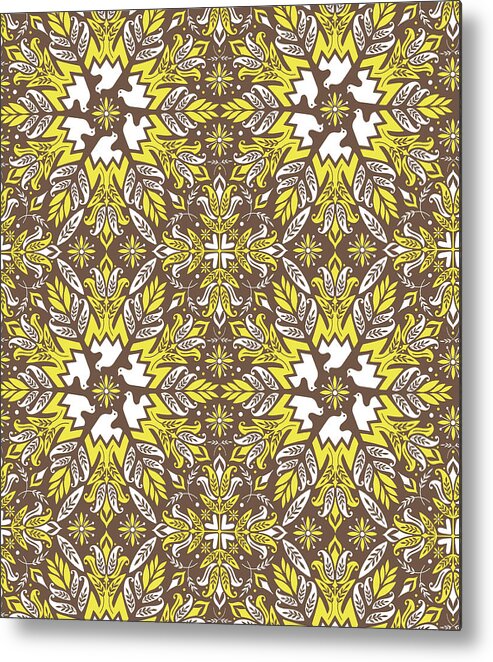 Background Metal Print featuring the drawing Brown Flower Pattern by CSA Images